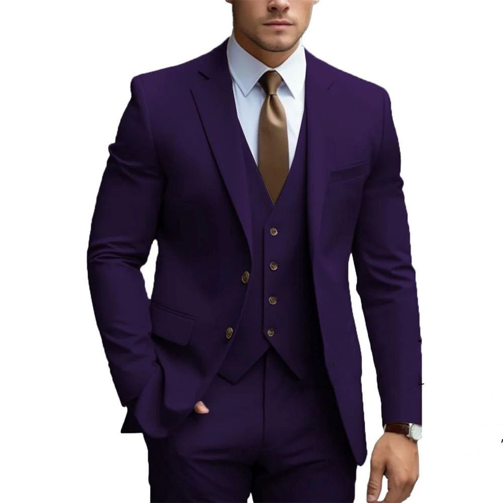 Business Casual Men's Three-piece Suit For Bridegroom Men's Wedding - Luzilly Bridal & Apparel