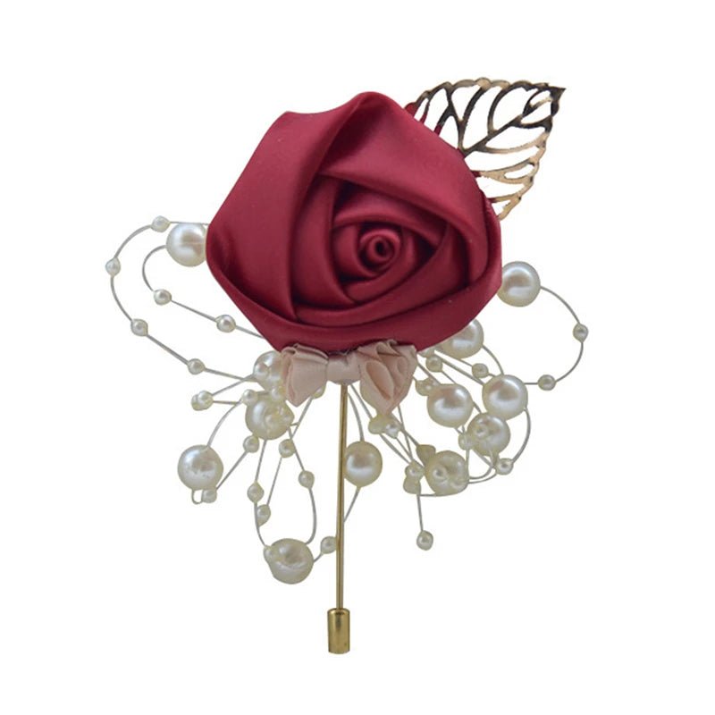 Bust Brooch Suit Collar Flower Wedding Groom And Bride Brooches Accessories Rose Collars Flower Simulation Conference - Luzilly Bridal & Apparel