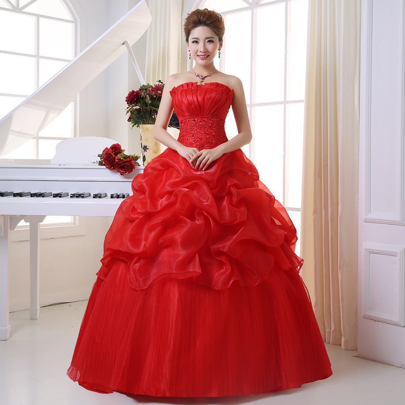Bustier Wedding Dress in Beige, Champagne or Red - Luzilly Bridal & Apparel