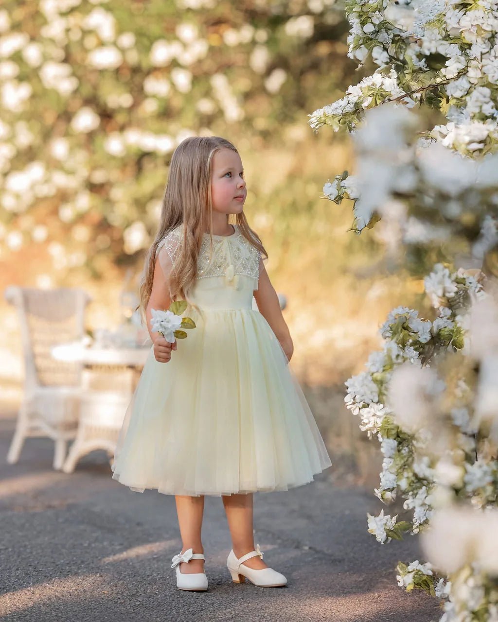 Buttercream Belle Pearl Capelet Flower Girl Dress - Luzilly Bridal & Apparel