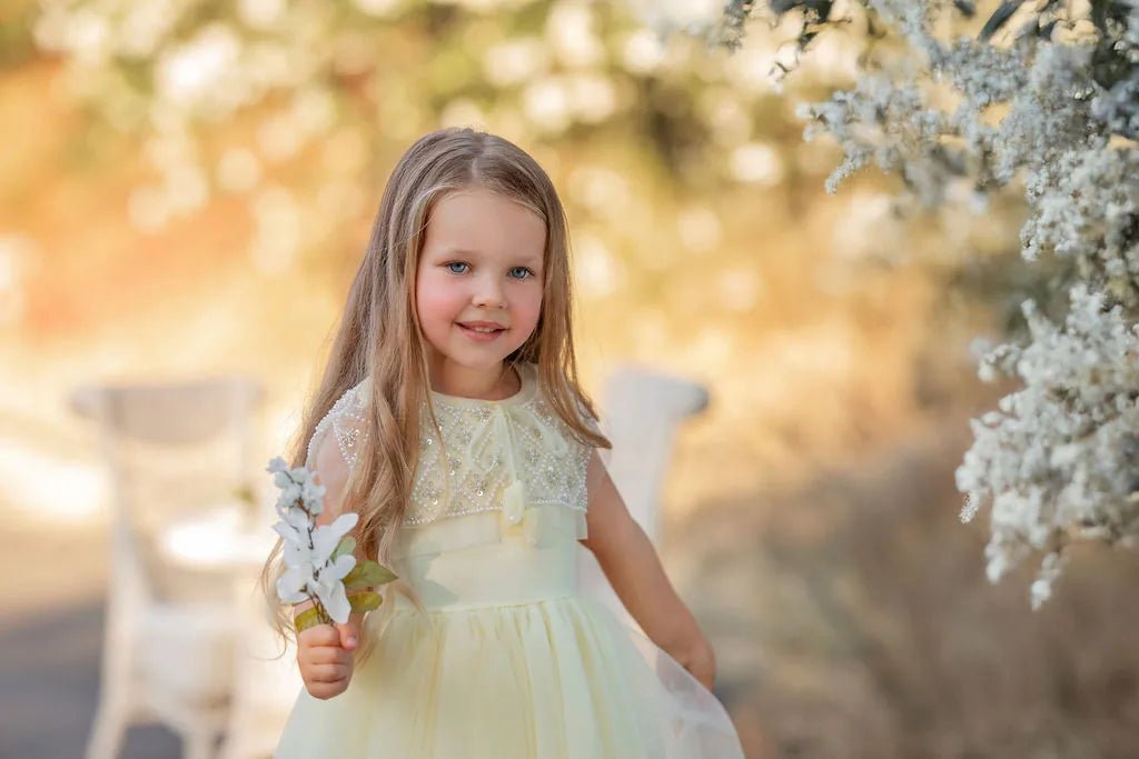 Buttercream Belle Pearl Capelet Flower Girl Dress - Luzilly Bridal & Apparel