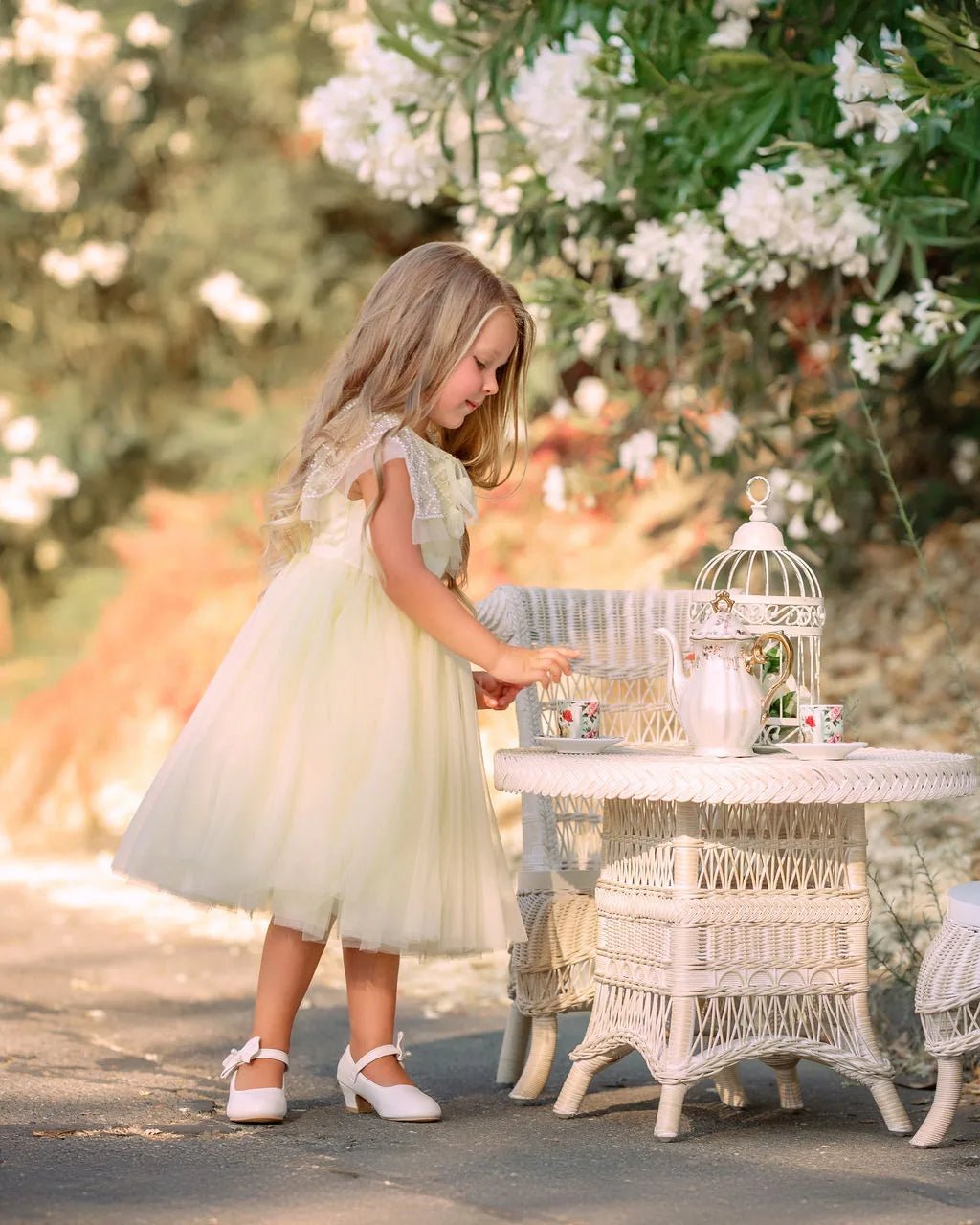 Buttercream Belle Pearl Capelet Flower Girl Dress - Luzilly Bridal & Apparel