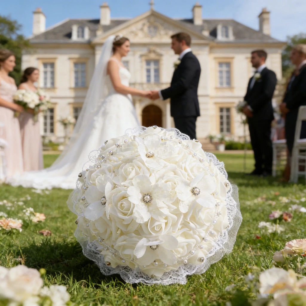 Butterfly Accent Romantic Bridal Bouquet - Luzilly Bridal & Apparel