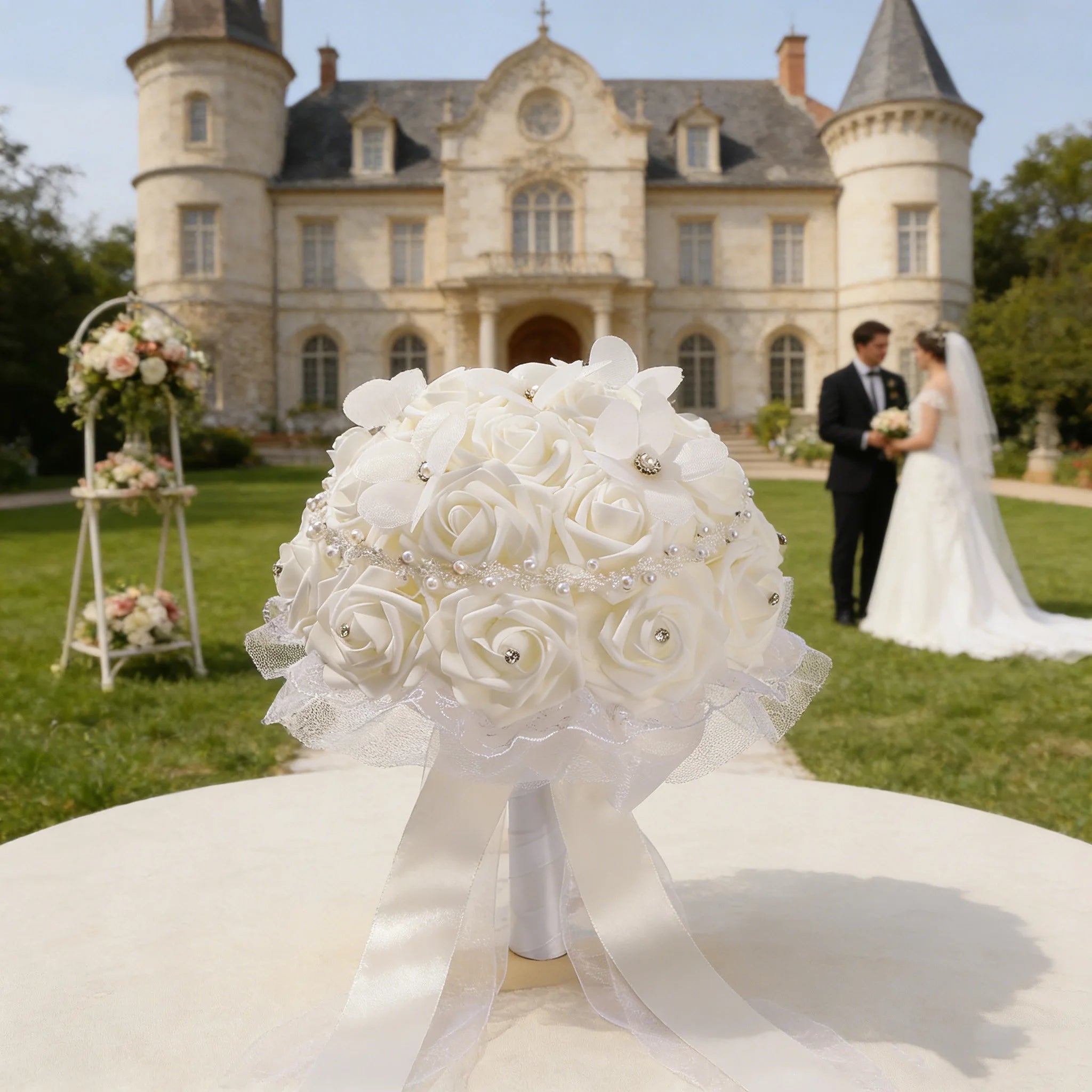 Butterfly Accent Romantic Bridal Bouquet - Luzilly Bridal & Apparel