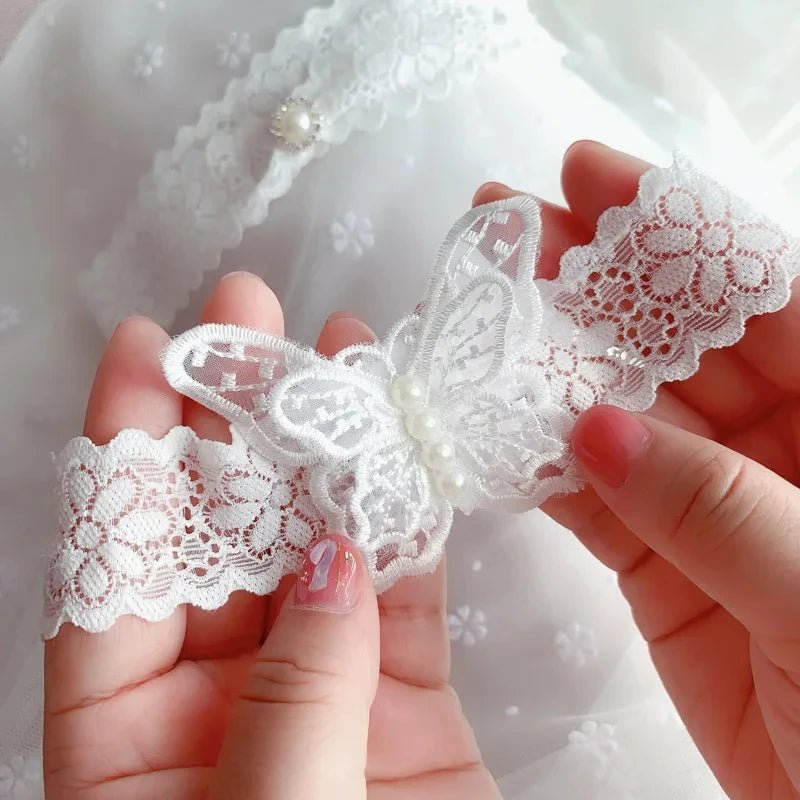 Butterfly Lace Bridal Garter Set with Pearls - Luzilly Bridal & Apparel