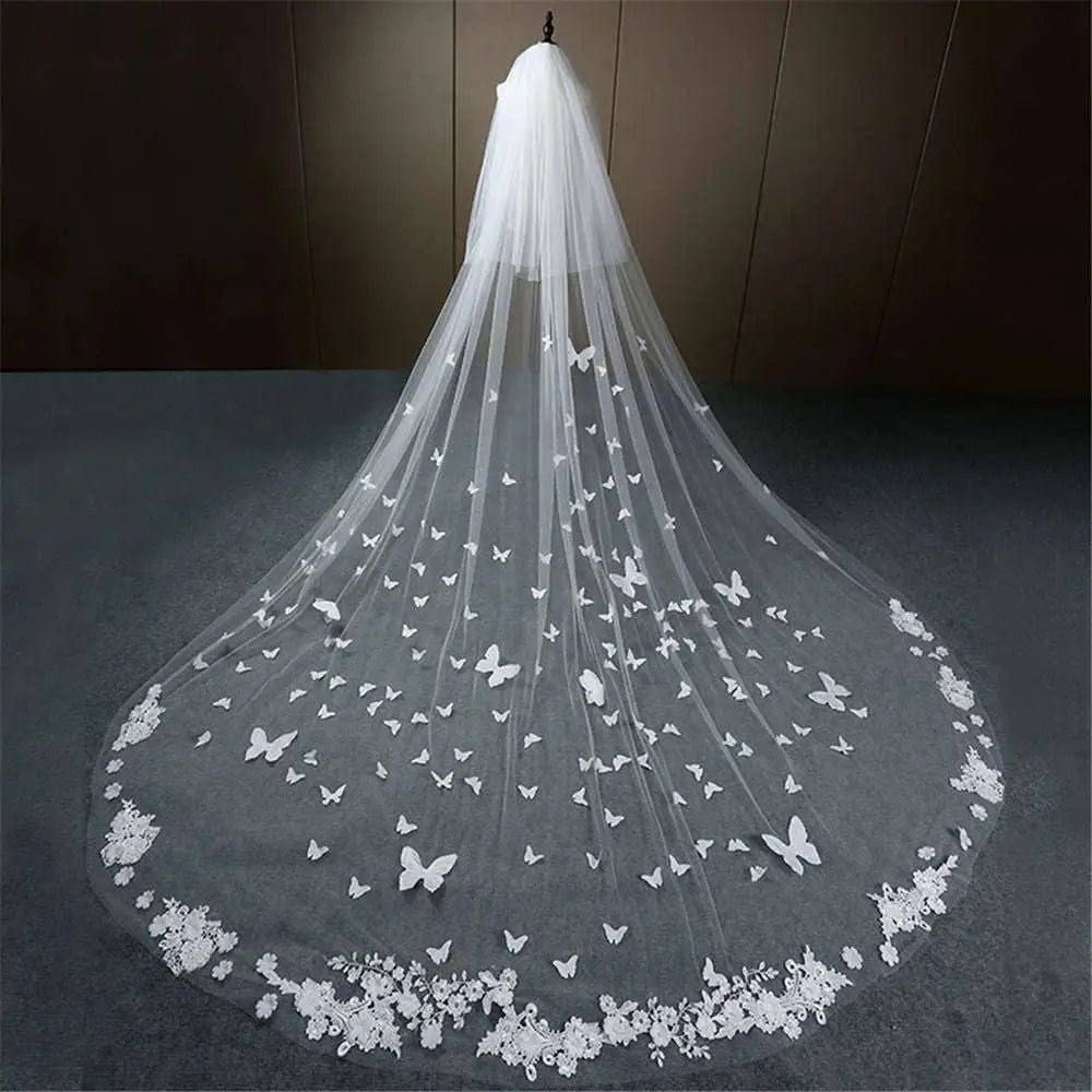 Butterfly Lace Cathedral Bridal Veil - Luzilly Bridal & Apparel