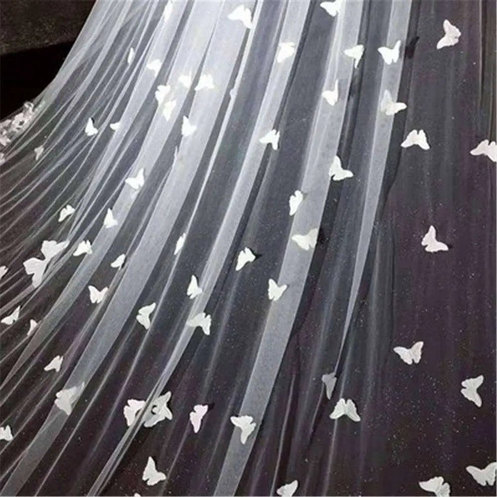 Butterfly Lace Cathedral Bridal Veil - Luzilly Bridal & Apparel