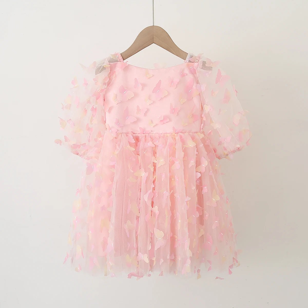 Butterfly Puff-Sleeve Tulle Tutu Flower Girl Dress - Luzilly Bridal & Apparel