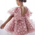 Butterfly Puff-Sleeve Tulle Tutu Flower Girl Dress - Luzilly Bridal & Apparel