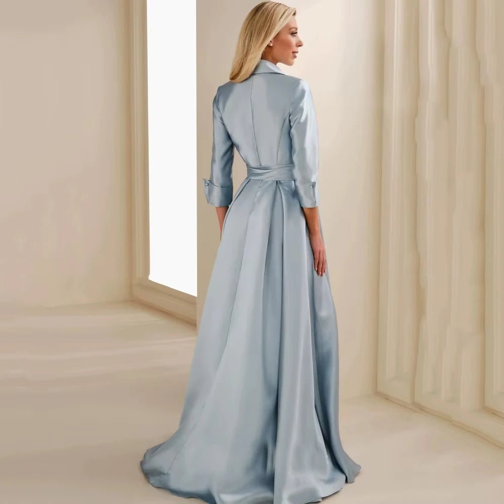 Button-Front Belted Chiffon A-Line Mother of the Bride Dress - Luzilly Bridal & Apparel
