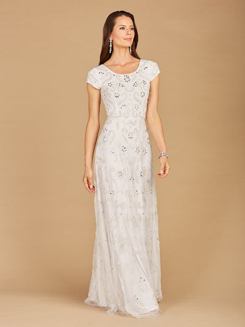 Cap Sleeve Beaded Bridal Gown - Luzilly Bridal & Apparel