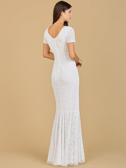 Cap Sleeve Beaded Wedding Gown - Luzilly Bridal & Apparel