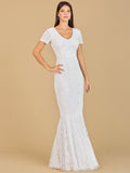 Cap Sleeve Beaded Wedding Gown - Luzilly Bridal & Apparel
