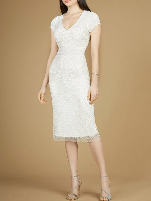 Cap Sleeve Midi Bridal Gown - Luzilly Bridal & Apparel