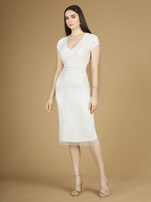 Cap Sleeve Midi Bridal Gown - Luzilly Bridal & Apparel