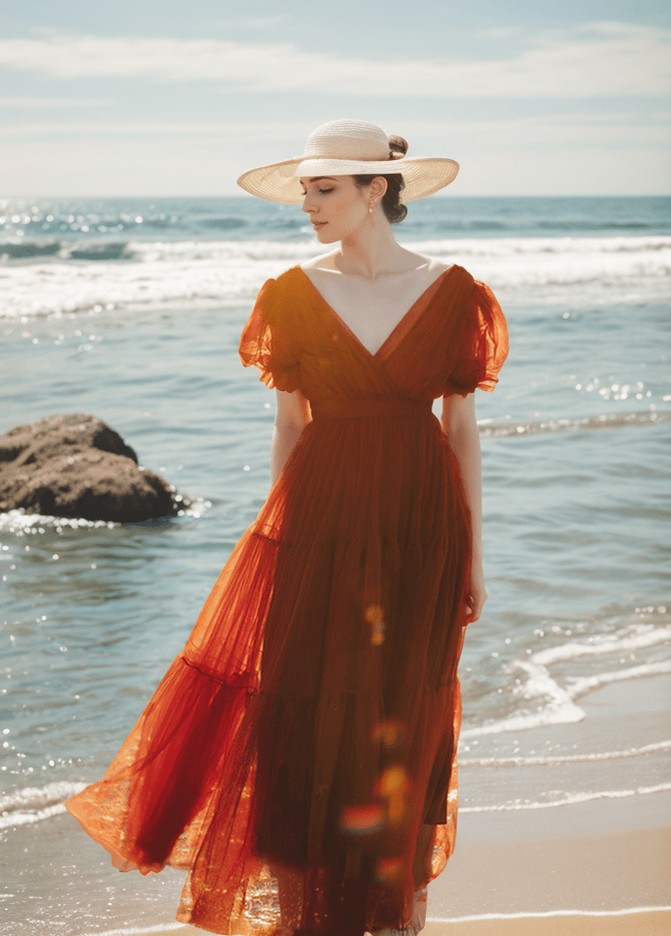 Cape-shoulder short sleeves ruched bodice V-neck layered skirt long tulle prom dress - Luzilly Bridal & Apparel