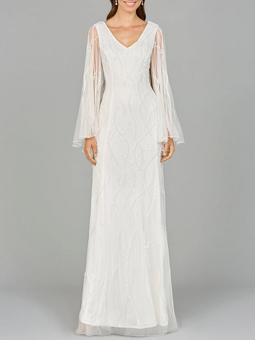 Cape Sleeve Beaded Bridal Gown - Luzilly Bridal & Apparel