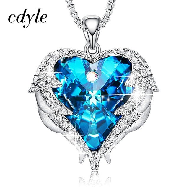 Cdyle Angel Wings Necklace Crystals from Swarovski Necklaces Fashion Jewelry For Women Heart Of Angel Mother's Day Gifts - Luzilly Bridal & Apparel