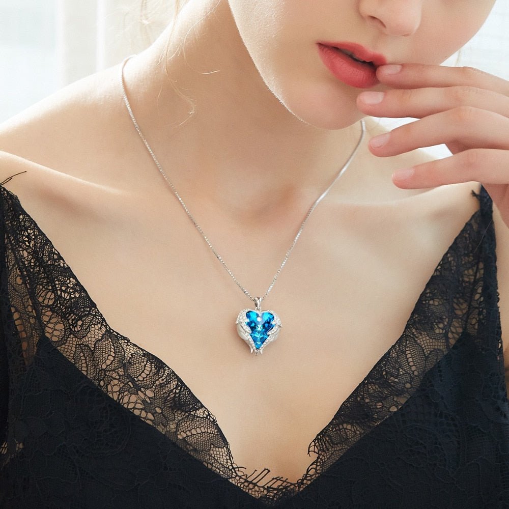 Cdyle Angel Wings Necklace Crystals from Swarovski Necklaces Fashion Jewelry For Women Heart Of Angel Mother's Day Gifts - Luzilly Bridal & Apparel