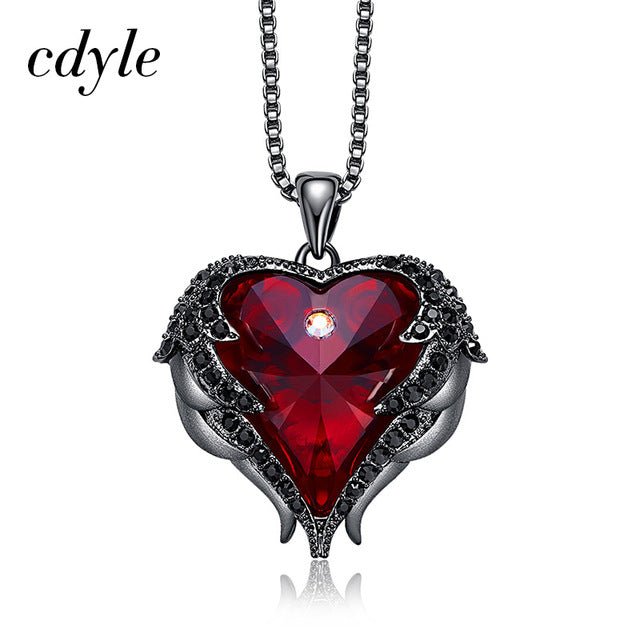Cdyle Angel Wings Necklace Crystals from Swarovski Necklaces Fashion Jewelry For Women Heart Of Angel Mother's Day Gifts - Luzilly Bridal & Apparel
