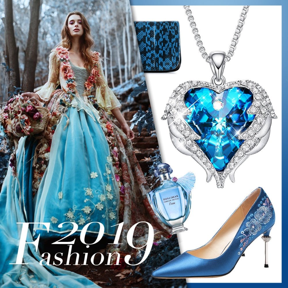 Cdyle Angel Wings Necklace Crystals from Swarovski Necklaces Fashion Jewelry For Women Heart Of Angel Mother's Day Gifts - Luzilly Bridal & Apparel