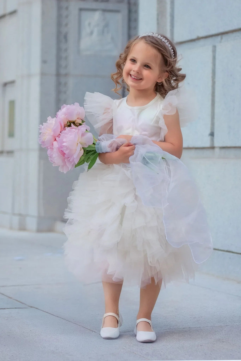 Celestial Fairy White Tulle Flower Girl Dress - Luzilly Bridal & Apparel