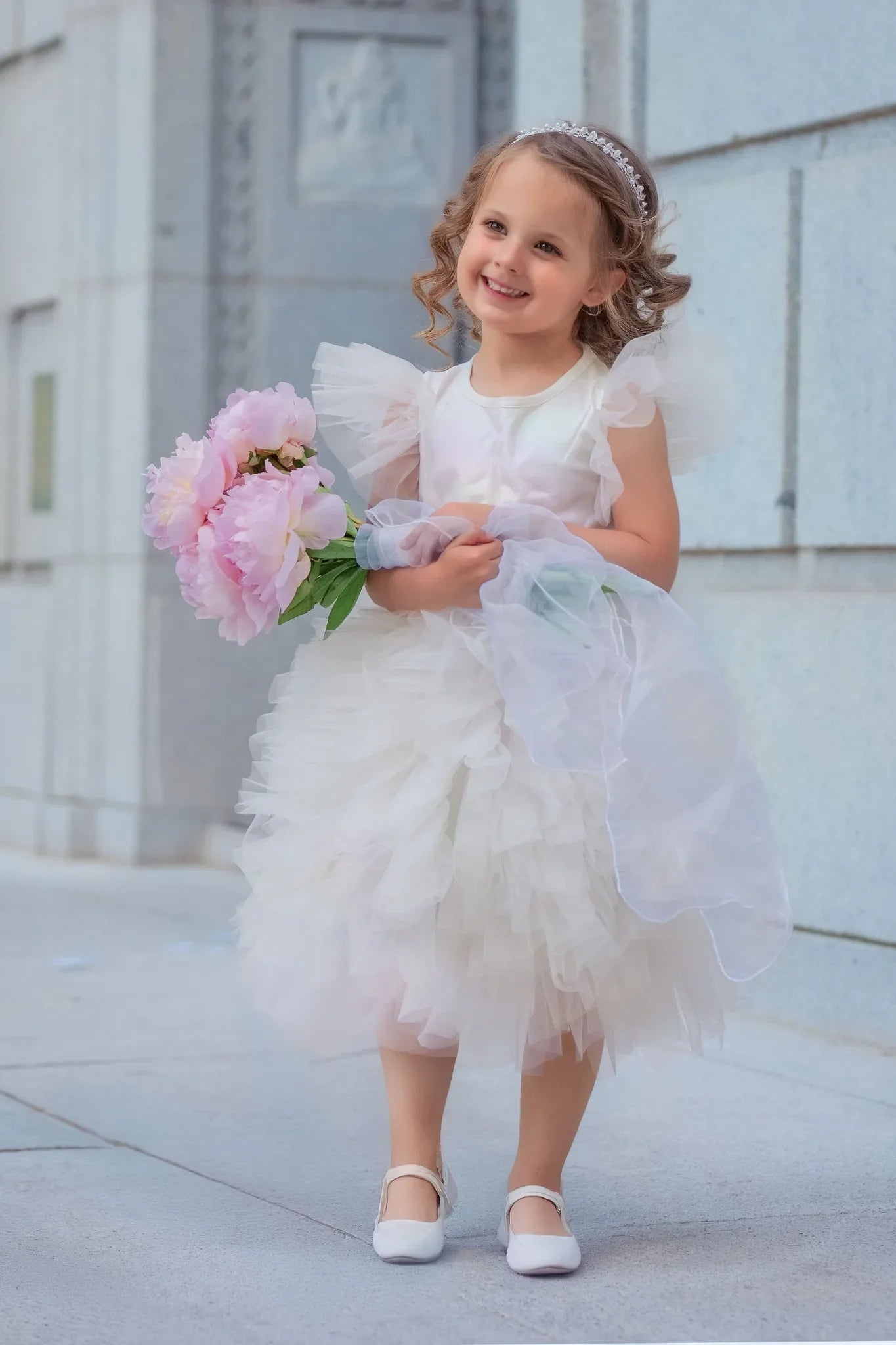 Celestial Fairy White Tulle Flower Girl Dress - Luzilly Bridal & Apparel