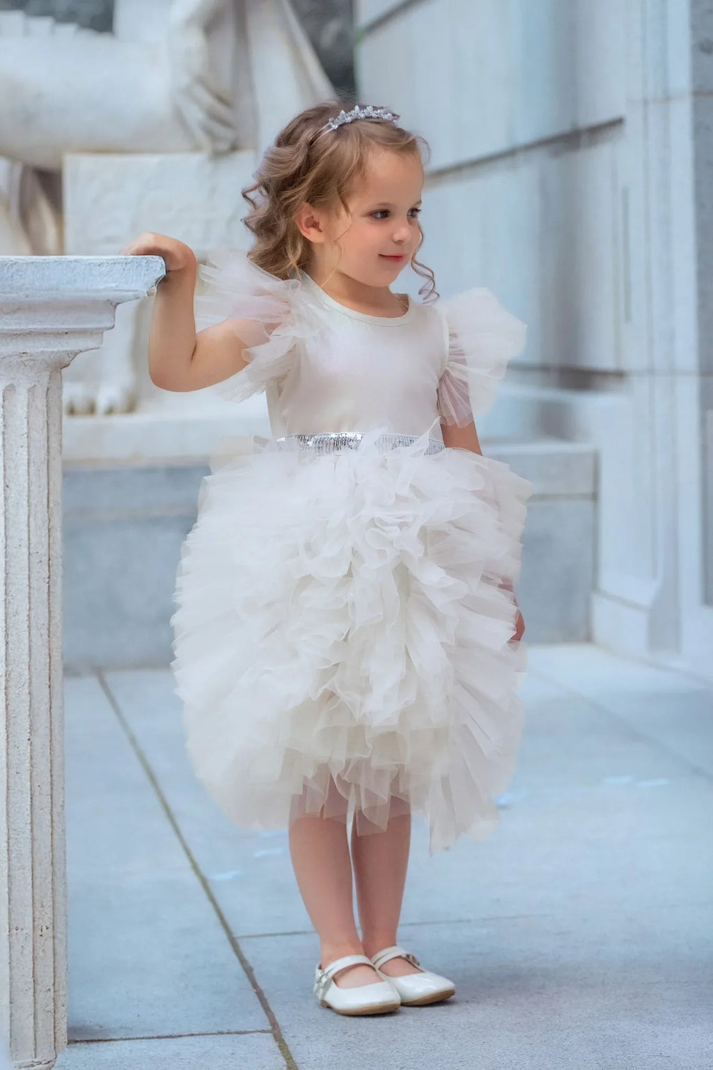 Celestial Fairy White Tulle Flower Girl Dress - Luzilly Bridal & Apparel
