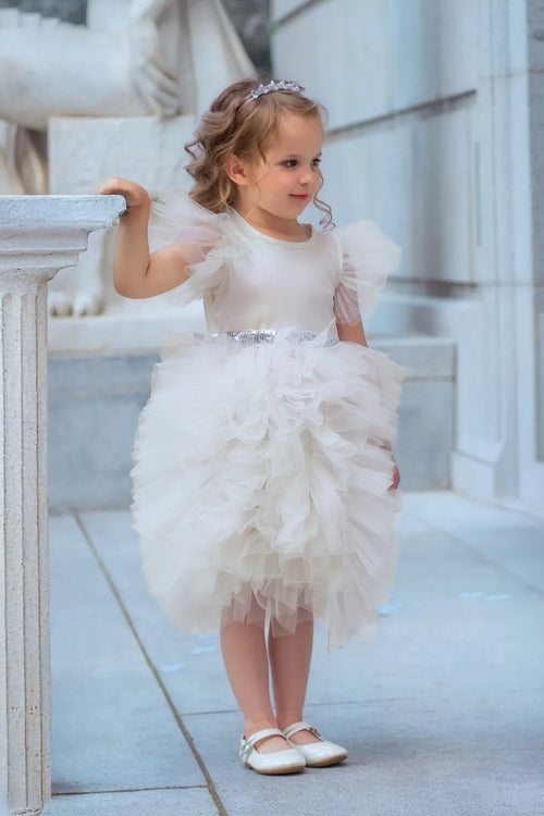 Celestial Fairy White Tulle Flower Girl Dress - Luzilly Bridal & Apparel