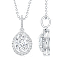 Certified 1.2 Carat Oval Moissanite Bridal Necklace For Wedding in Silver - Luzilly Bridal & Apparel