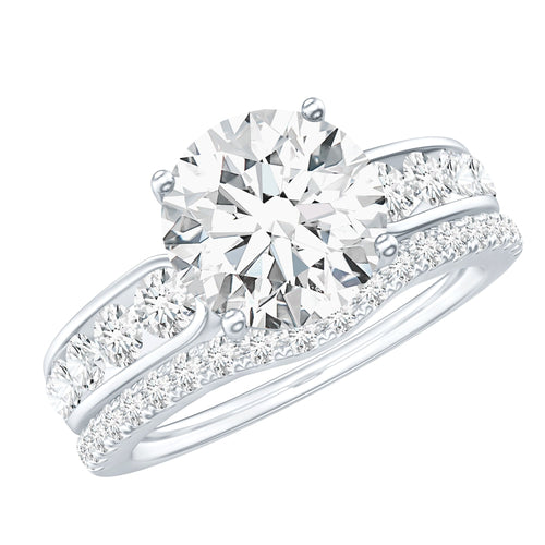 Certified 2 Carat Moissanite Engagement Ring with Wedding Band - Luzilly Bridal & Apparel