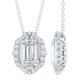 Certified 2.8 Carat Emerald Cut Moissanite Wedding Necklace in Silver - Luzilly Bridal & Apparel