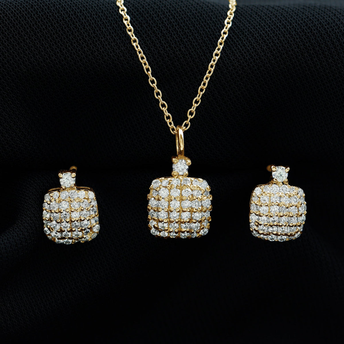 Certified Lab Grown Diamond Bridal Necklace Earring Set - Luzilly Bridal & Apparel
