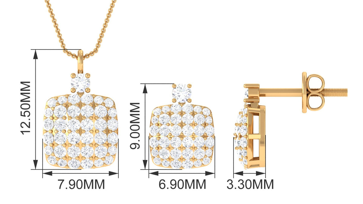 Certified Lab Grown Diamond Bridal Necklace Earring Set - Luzilly Bridal & Apparel