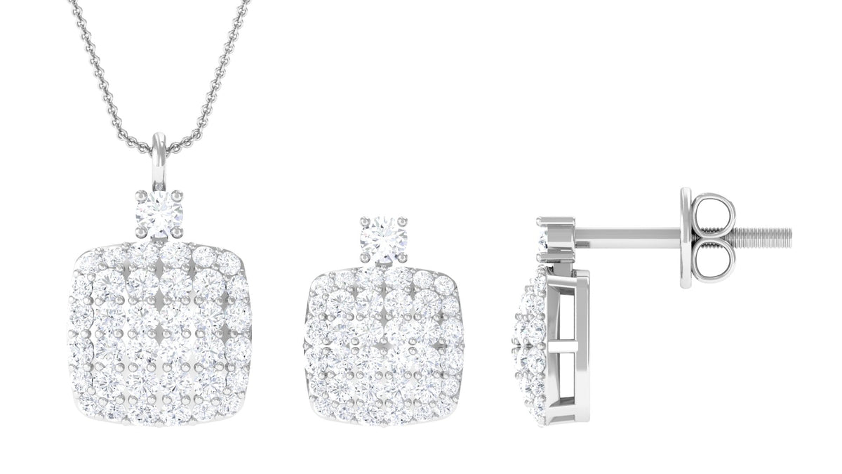 Certified Lab Grown Diamond Bridal Necklace Earring Set - Luzilly Bridal & Apparel