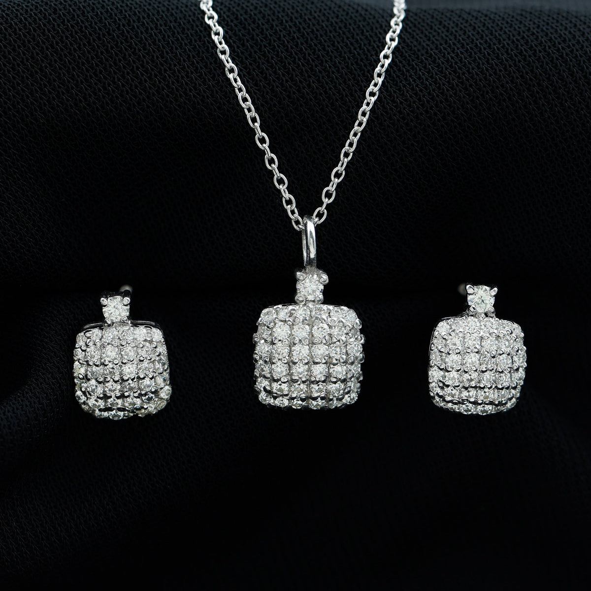 Certified Lab Grown Diamond Bridal Necklace Earring Set - Luzilly Bridal & Apparel