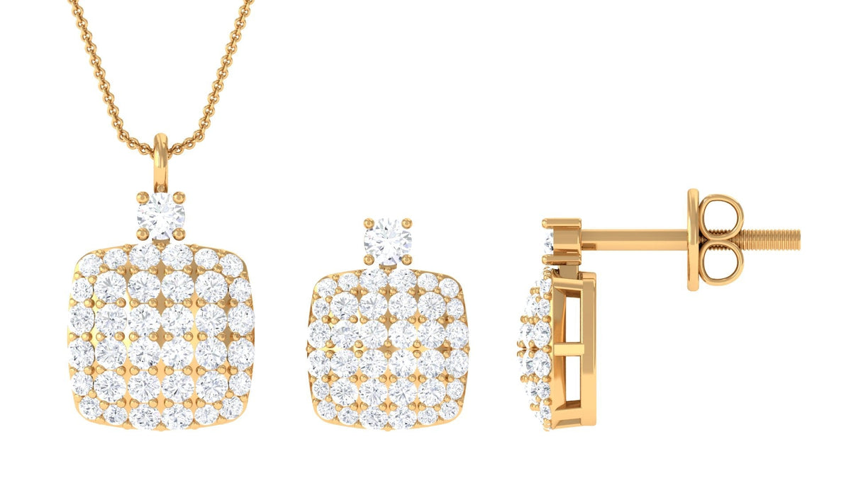 Certified Lab Grown Diamond Bridal Necklace Earring Set - Luzilly Bridal & Apparel
