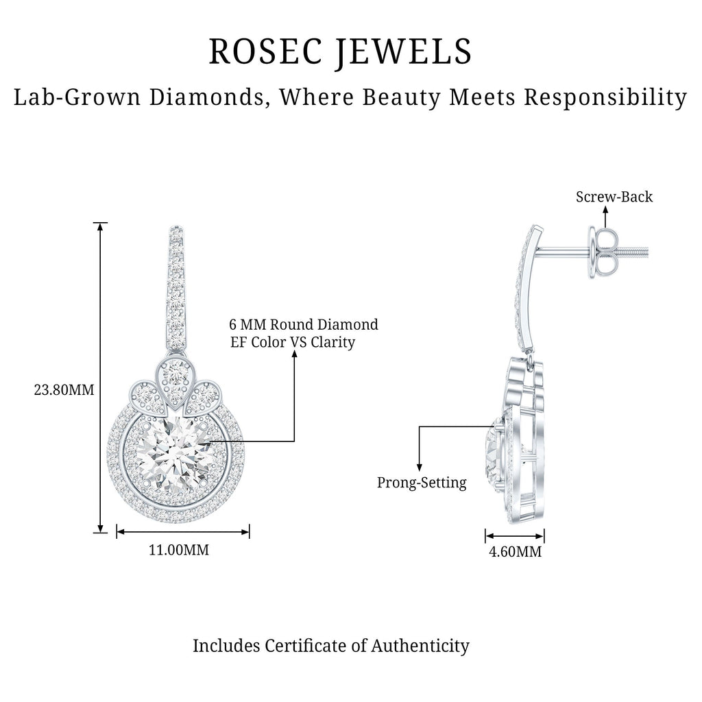 Certified Lab Grown Diamond Bridal Wedding Drop Earrings - Luzilly Bridal & Apparel