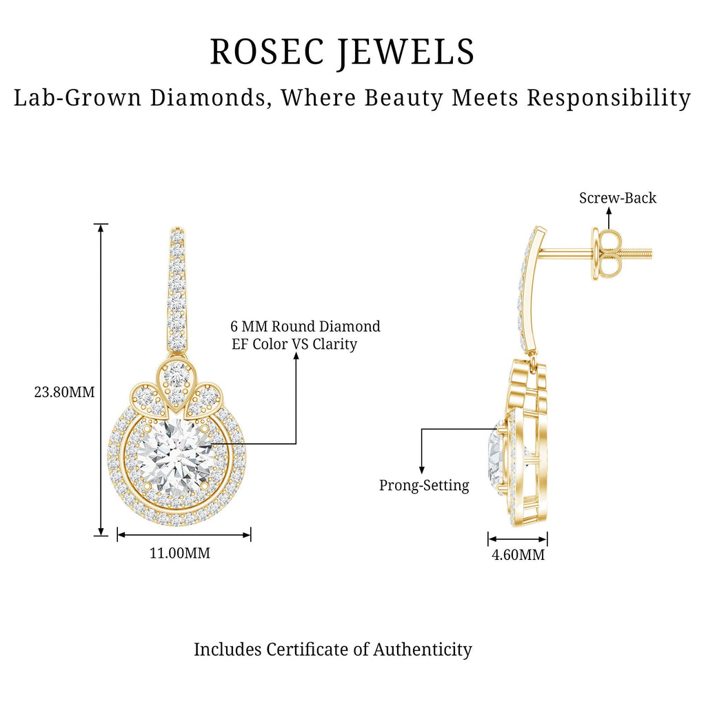 Certified Lab Grown Diamond Bridal Wedding Drop Earrings - Luzilly Bridal & Apparel