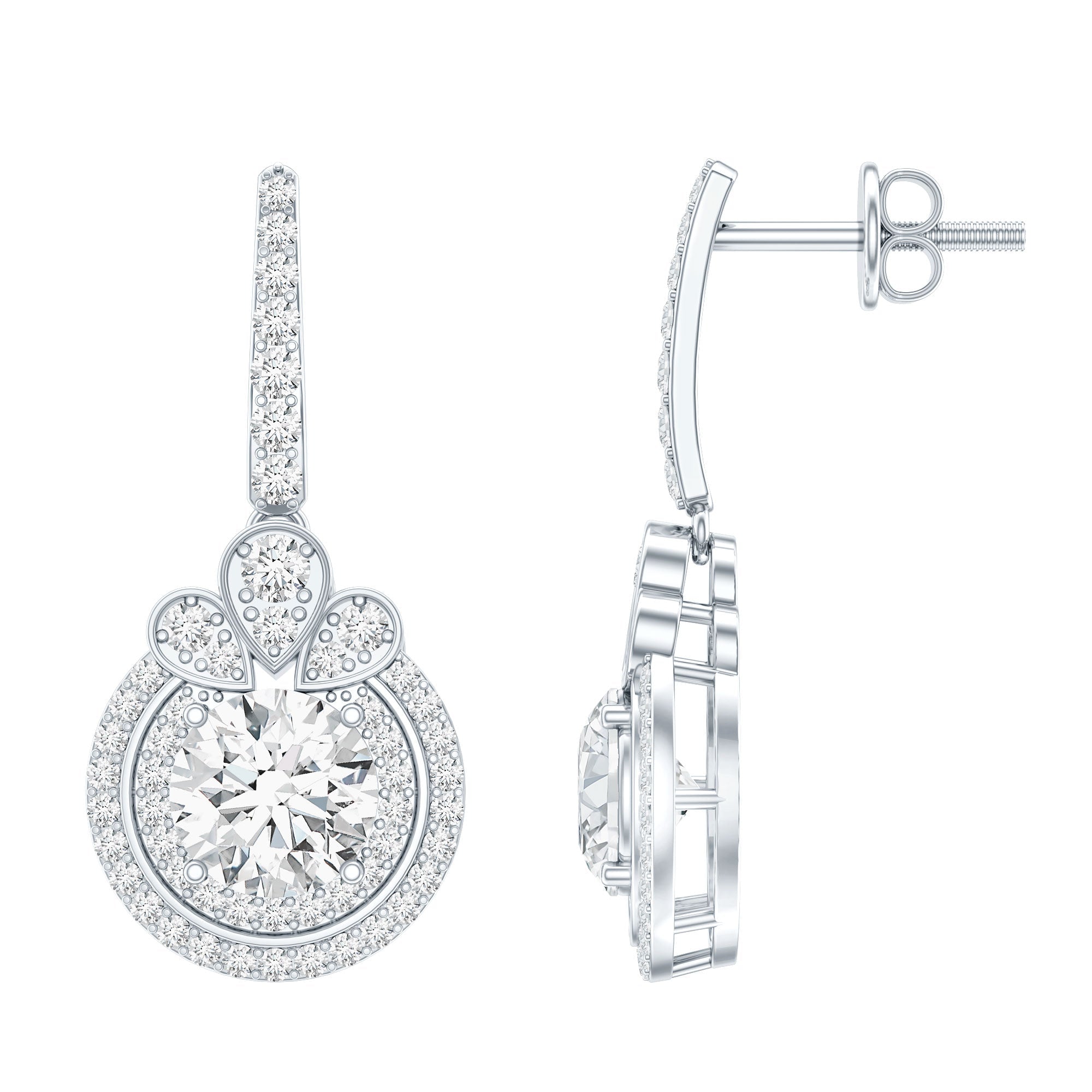 Certified Lab Grown Diamond Bridal Wedding Drop Earrings - Luzilly Bridal & Apparel