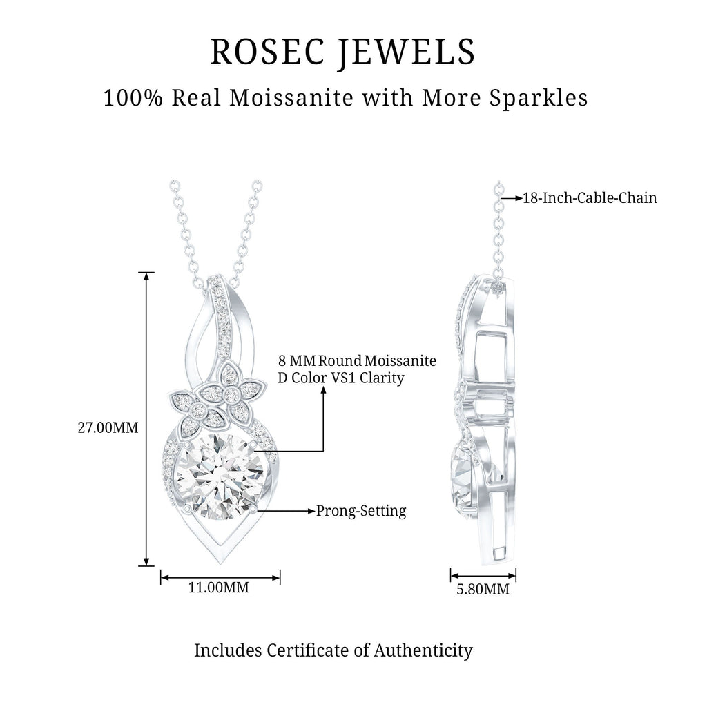 Certified Moissanite Designer Bridal Necklace For Wedding - Luzilly Bridal & Apparel