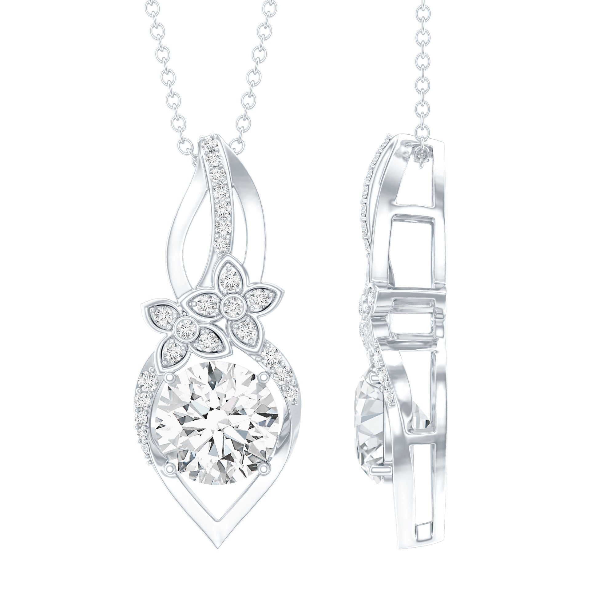 Certified Moissanite Designer Bridal Necklace For Wedding - Luzilly Bridal & Apparel