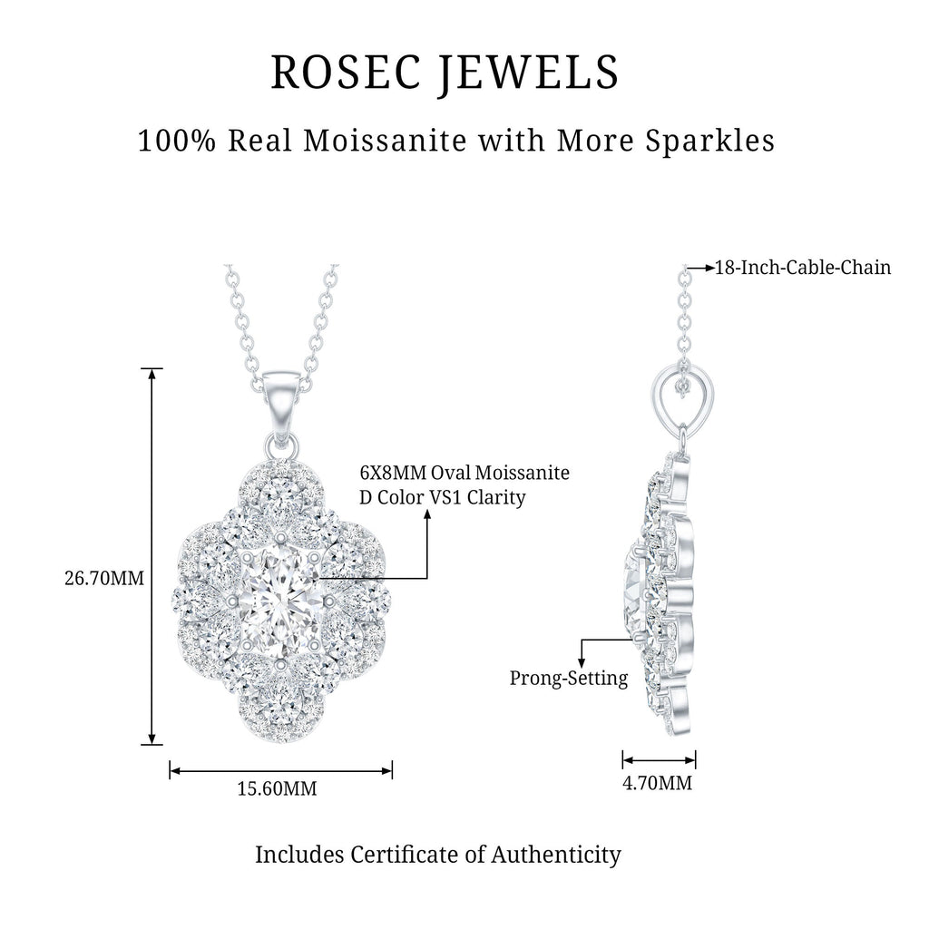 Certified Moissanite Flower Necklace for Wedding - Luzilly Bridal & Apparel