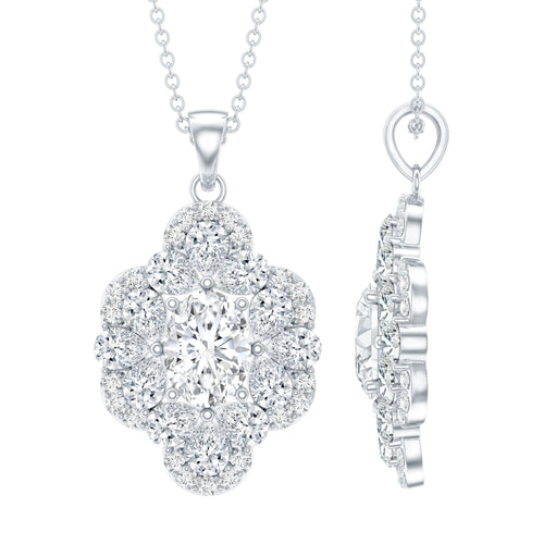 Certified Moissanite Flower Necklace for Wedding - Luzilly Bridal & Apparel