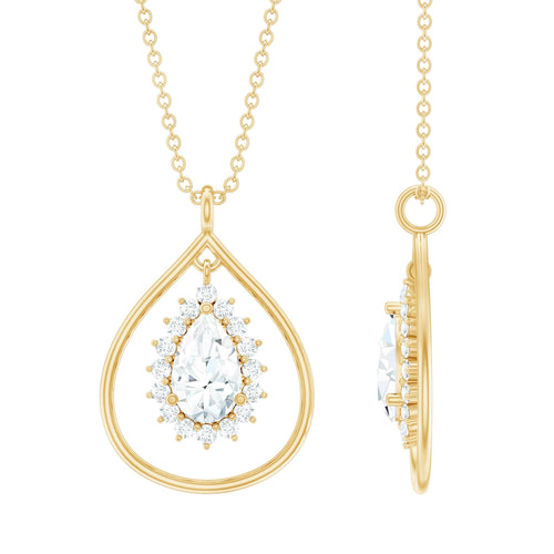 Certified Pear Shaped Moissanite Wedding Necklace for Bride - Luzilly Bridal & Apparel
