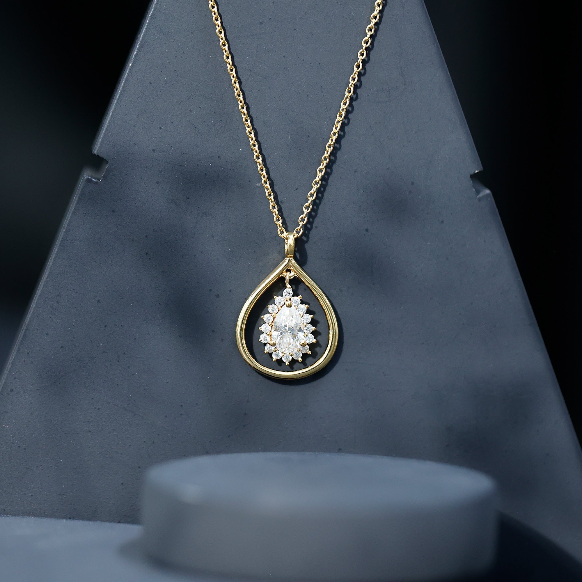 Certified Pear Shaped Moissanite Wedding Necklace for Bride - Luzilly Bridal & Apparel