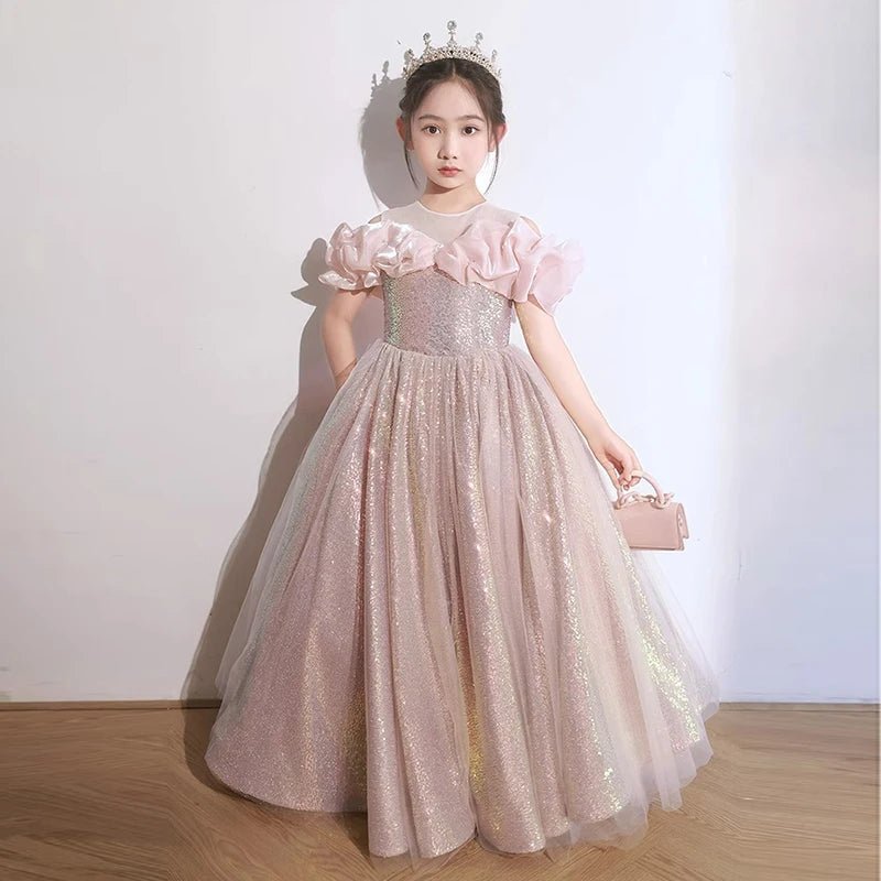 Champagne A-Line Flower Girl Dress for Weddings and Parties - Luzilly Bridal & Apparel