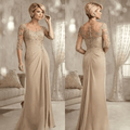Champagne Lace Chiffon Mermaid Mother of the Bride Dress - Luzilly Bridal & Apparel