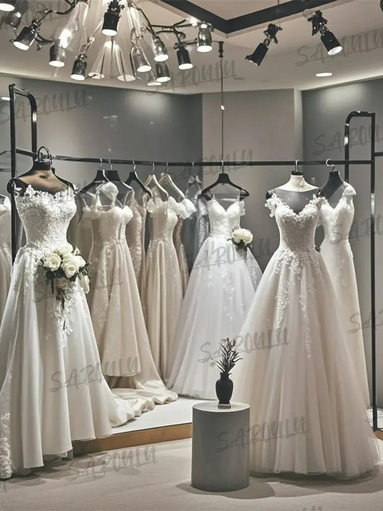 Champagne Lining Bride Dresses for Women Strapless (no sleeves) Lace Bohemian Wedding Dress Court Trail Custom Bridal Wed Gown - Luzilly Bridal & Apparel