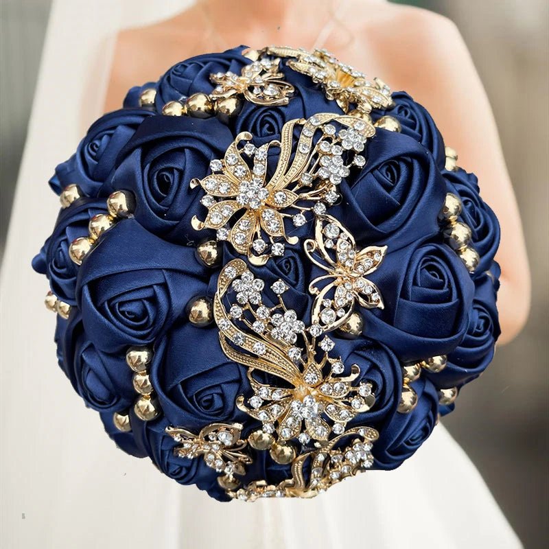 Champagne Silk Rose Bridesmaid Bouquet - Luzilly Bridal & Apparel